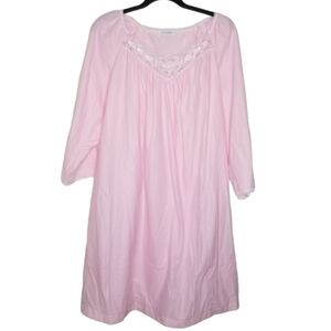 Vintage Lorraine‎ Womens Nightgown Sleepwear Pink Lace Size 3X